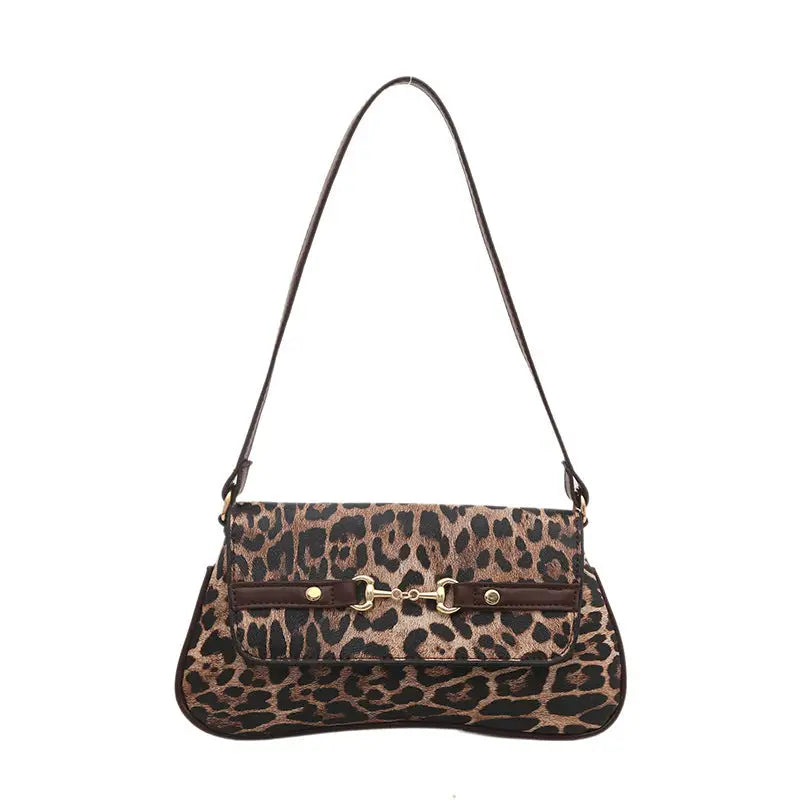 Medium Hard PU Suitcase with Leopard Print and Three Dimensional Pocket - Leopard Coffee