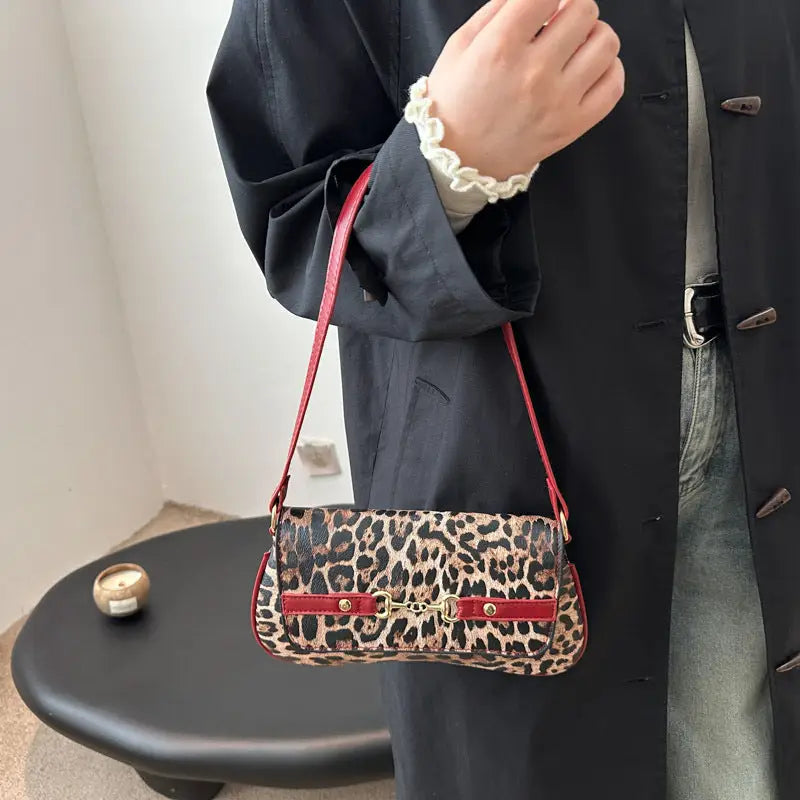 Medium Hard PU Suitcase with Leopard Print and Three Dimensional Pocket