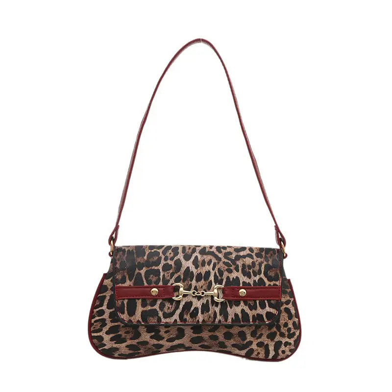 Medium Hard PU Suitcase with Leopard Print and Three Dimensional Pocket - Leopard Red