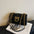Medium Hard PU Synthetic Leather Suitcase with Double Shoulder Connectors - Black