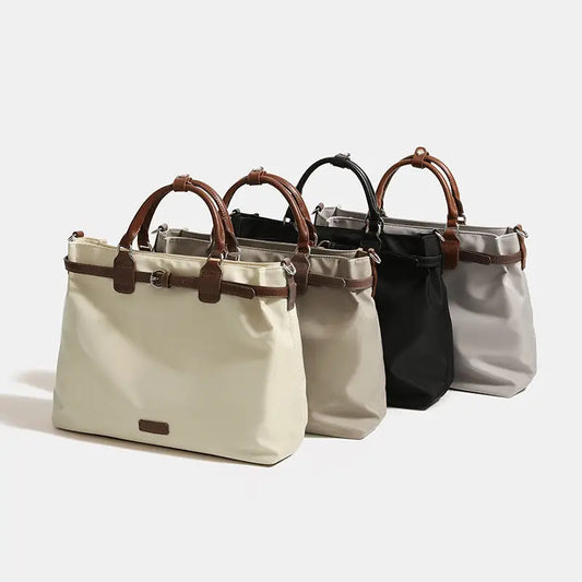 Medium Nylon Tote Bag with Open Pocket in Multiple Colors