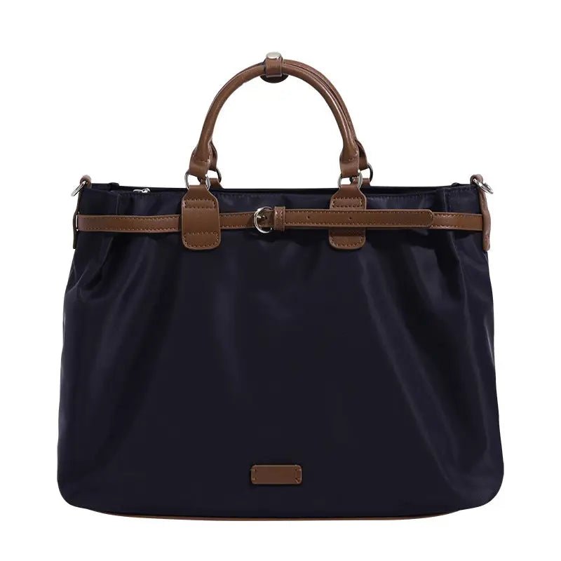 Medium Nylon Tote Bag with Open Pocket in Multiple Colors - Navy Blue / 35X11X28cm