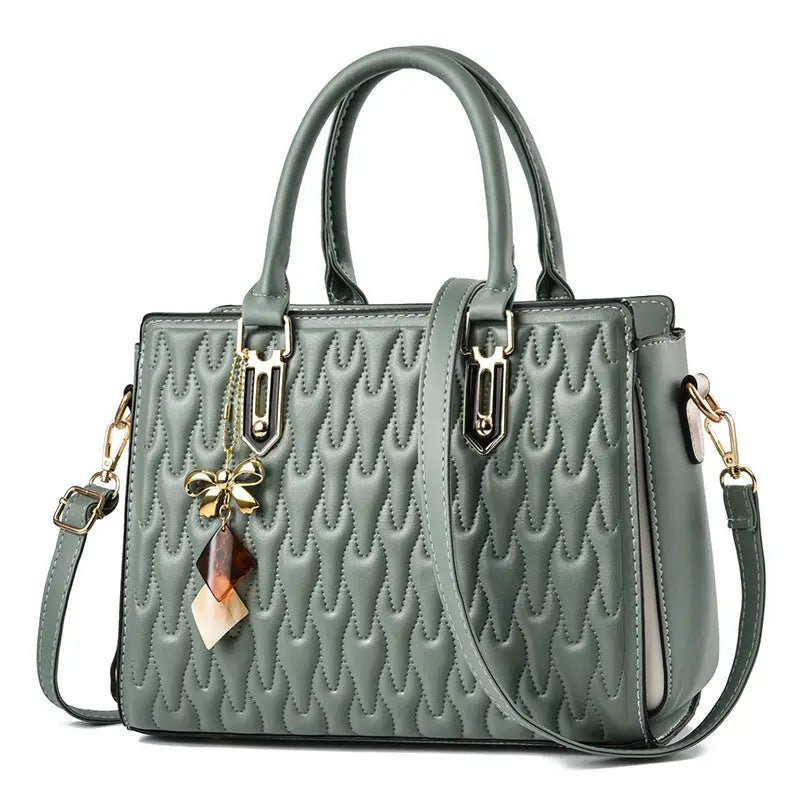 Medium Polyester Street Trend PU Bag with Zipper and Internal Pockets - Green
