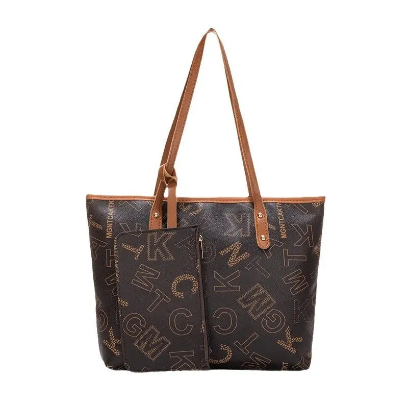 Medium PU Bucket Bag with Multiple Pockets in Brown and Apricot