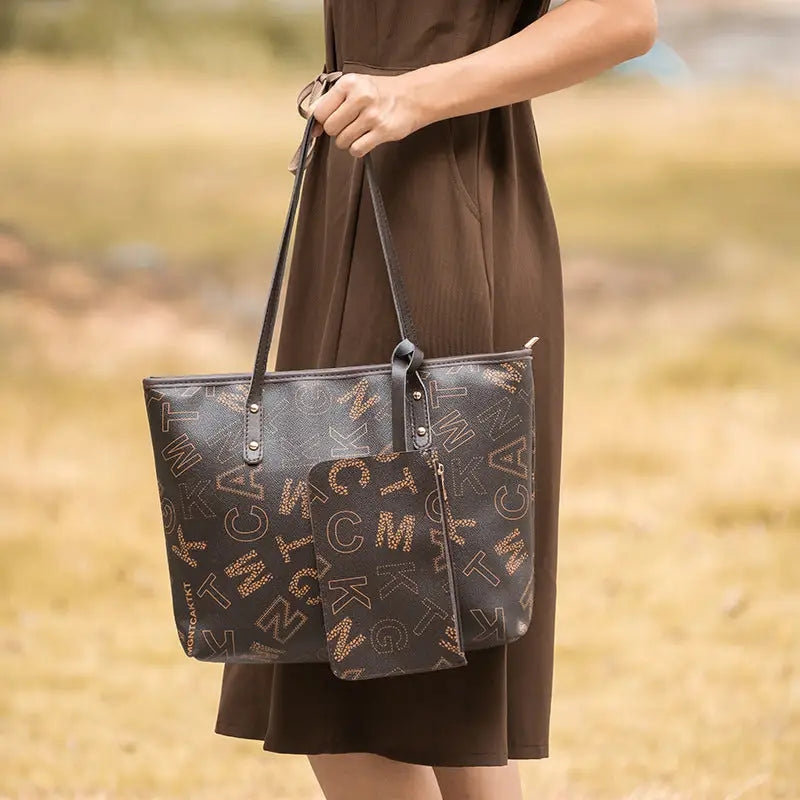 Medium PU Bucket Bag with Multiple Pockets in Brown and Apricot