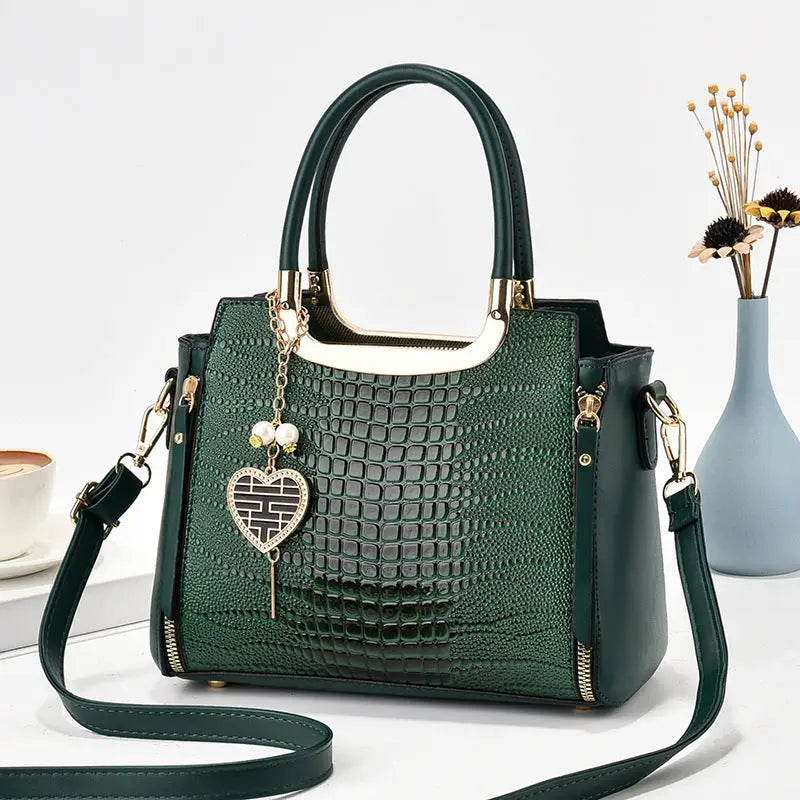 Medium PU Bucket Bag with Zipper and Multiple Color Options - Green / Length 25 Width 12 Height 20