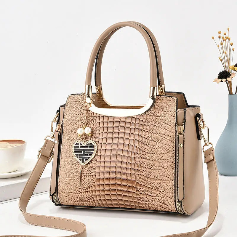 Medium PU Bucket Bag with Zipper and Multiple Color Options - Light Khaki / Length 25 Width 12 Height 20