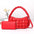 Medium PU Bucket Suitcase Bag with Internal Zipper and Multiple Compartments - Red / Length 24 Width 7 Height 14