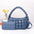 Medium PU Bucket Suitcase Bag with Internal Zipper and Multiple Compartments - Blue / Length 24 Width 7 Height 14