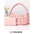Medium PU Bucket Suitcase Bag with Internal Zipper and Multiple Compartments - Pink / Length 24 Width 7 Height 14
