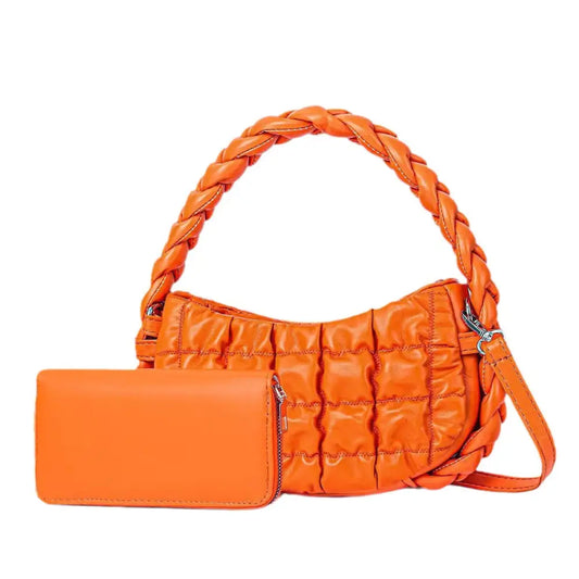 Medium PU Bucket Suitcase Bag with Internal Zipper and Multiple Compartments