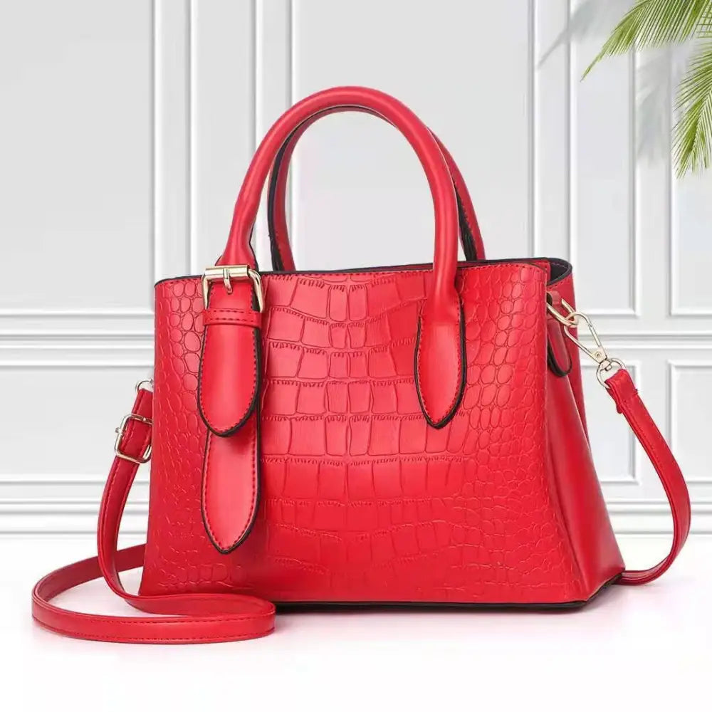 Medium PU Business Suitcase with Three Dimensional Pocket and Lock - Red
