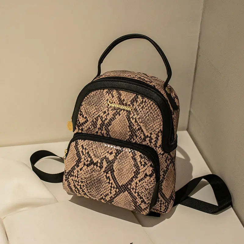 Medium PU Business Travel Bag with Three-Dimensional Pocket - Serpentine Pink
