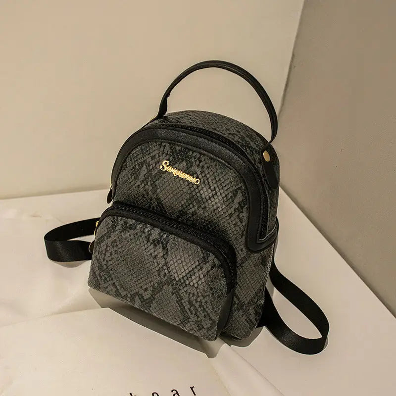 Medium PU Business Travel Bag with Three-Dimensional Pocket - Serpentine Black