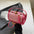 Medium PU Contrast Color Suitcase with Lock and Single Shoulder Strap - Rose Pink