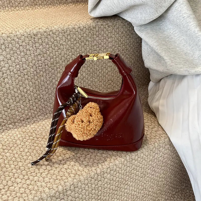 Medium PU Dumpling Shape Handbag with Sandwich Pocket
