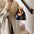 Medium PU Dumpling Shape Handbag with Sandwich Pocket - Black / 20x9.5x20cm