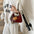 Medium PU Dumpling Shape Handbag with Sandwich Pocket - Red / 20x9.5x20cm