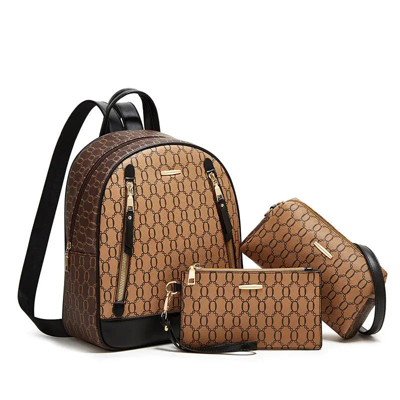 Medium PU Flap Shoulder Bag with Contrast Color and Zipper Compartment - Khaki