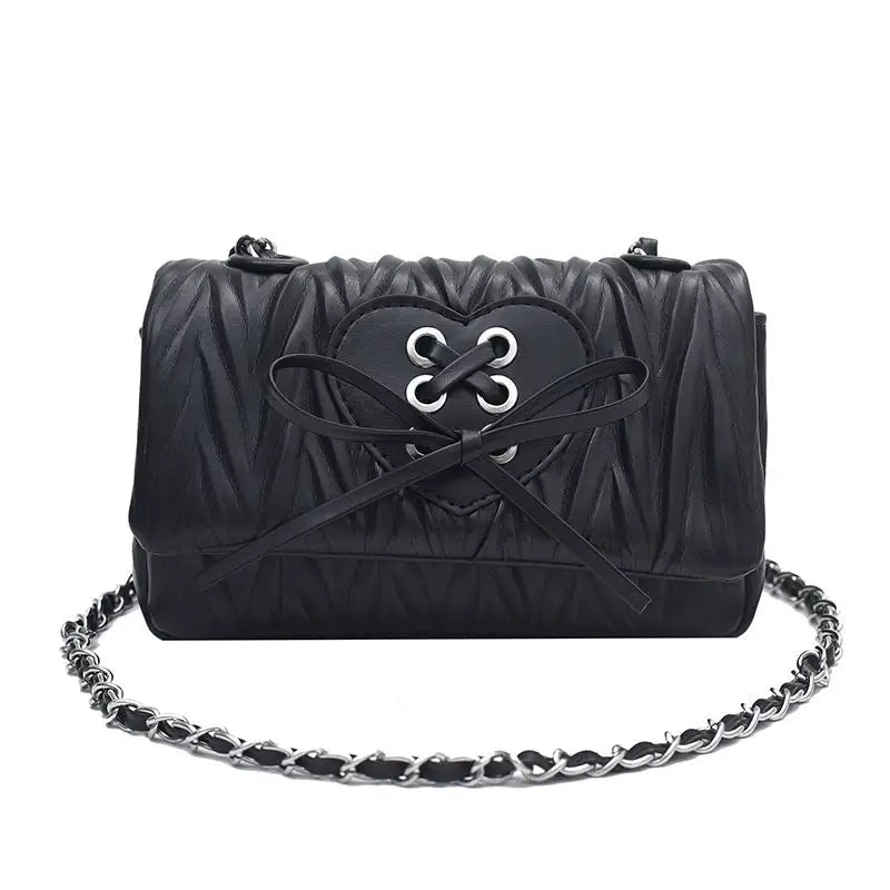 Medium PU Flap Shoulder Bag with Multiple Compartments - Black