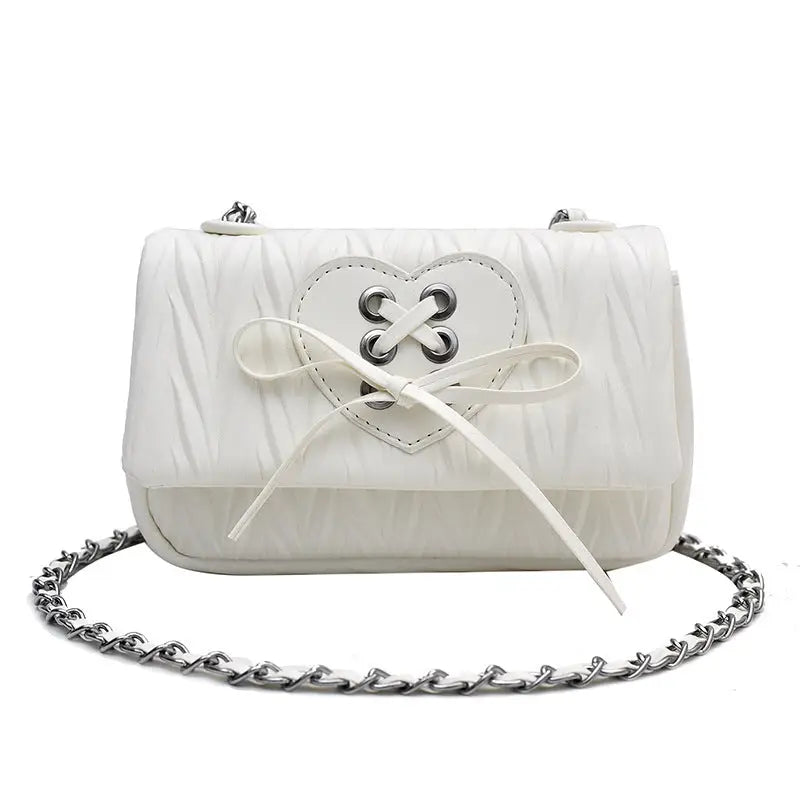 Medium PU Flap Shoulder Bag with Multiple Compartments - White
