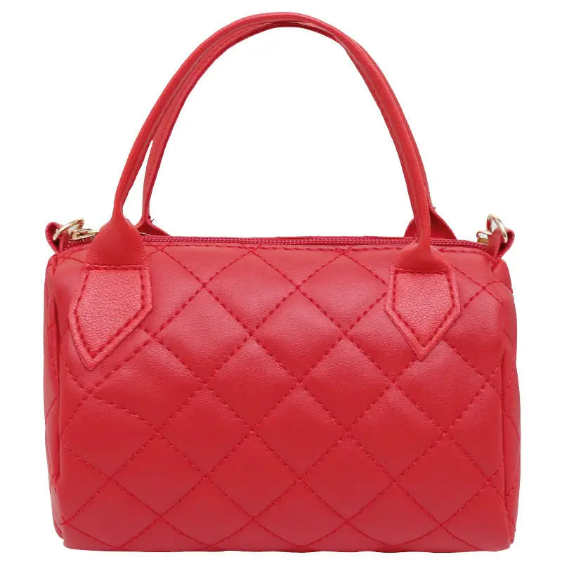 Medium PU Handbag with Plaid and Rhombus Pattern