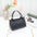 Medium PU Handbag with Plaid and Rhombus Pattern - Black