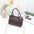 Medium PU Handbag with Plaid and Rhombus Pattern - Dark Brown