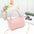 Medium PU Handbag with Plaid and Rhombus Pattern - Pink