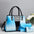 Medium PU Handbag with Sandwich Pocket in Multiple Colors - Blue / 31x13x22cm