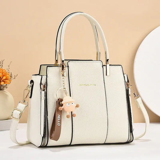 Medium PU Horizontal Square Bag with Sandwich Zipper Pocket