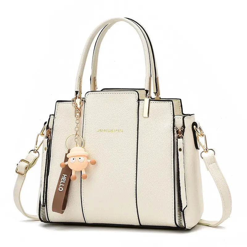 Medium PU Horizontal Square Bag with Sandwich Zipper Pocket