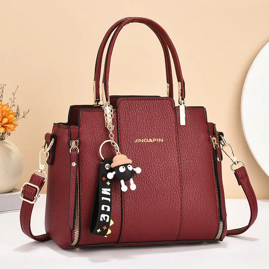 Medium PU Horizontal Square Bag with Sandwich Zipper Pocket