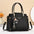 Medium PU Horizontal Square Bag with Sandwich Zipper Pocket - Black