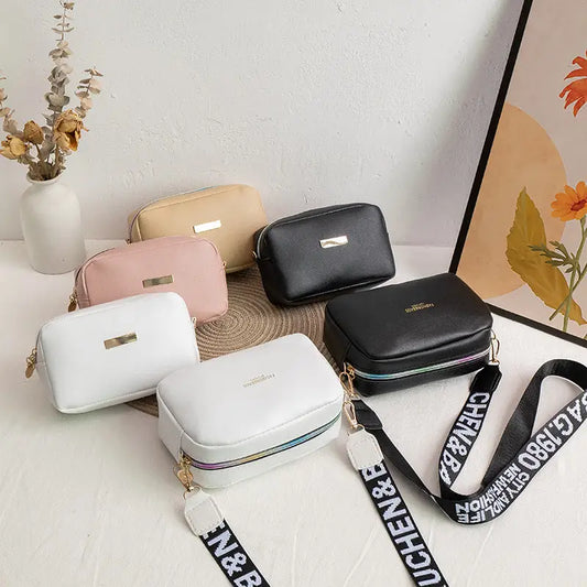 Medium PU Horizontal Square Bag with Three-Dimensional Pocket