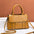 Medium PU Horizontal Square Handbag with Outer Slit Pocket - Yellow / 25X11X17CM