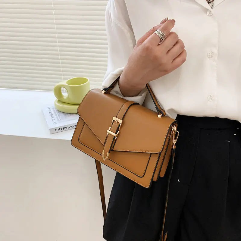 Medium PU Horizontal Square Suitcase with Soft Handle and Outer Pocket