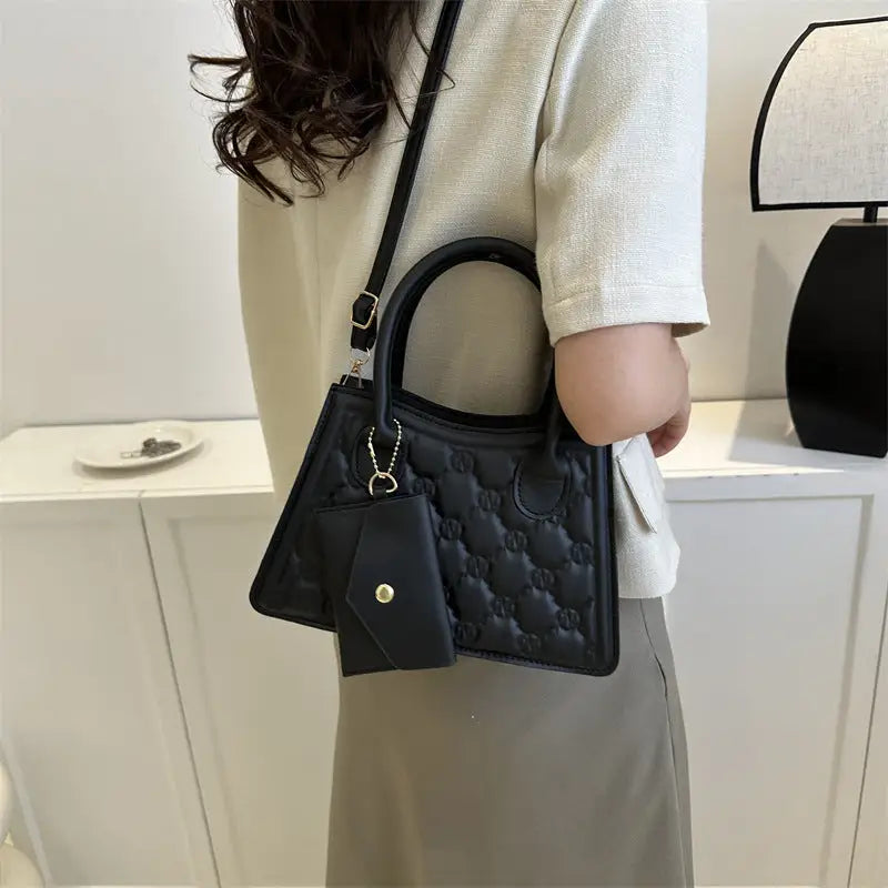 Medium PU Leather Handbag with Sandwich Pocket and Mobile Phone Compartment