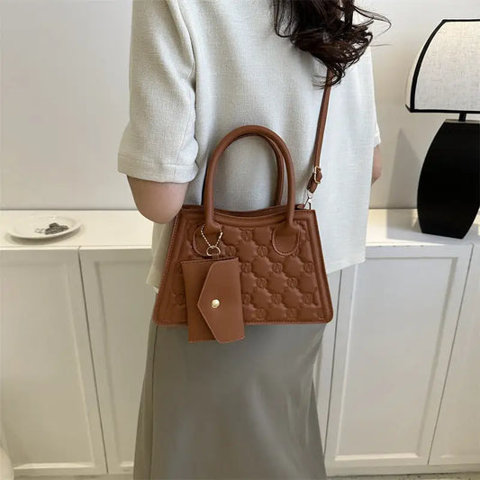 Medium PU Leather Handbag with Sandwich Pocket and Mobile Phone Compartment
