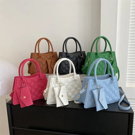 Medium PU Leather Handbag with Sandwich Pocket and Mobile Phone Compartment