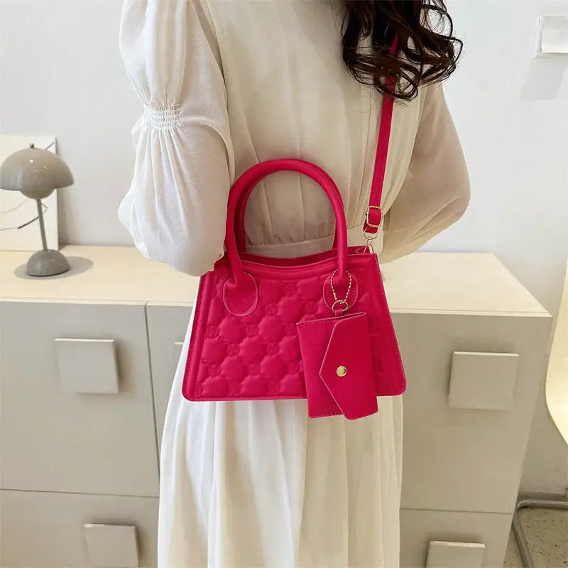 Medium PU Leather Handbag with Sandwich Pocket and Mobile Phone Compartment