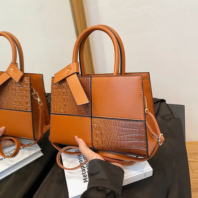 Medium PU Leather Women’s Crossbody Bag with Outer Slit Pocket - Brown