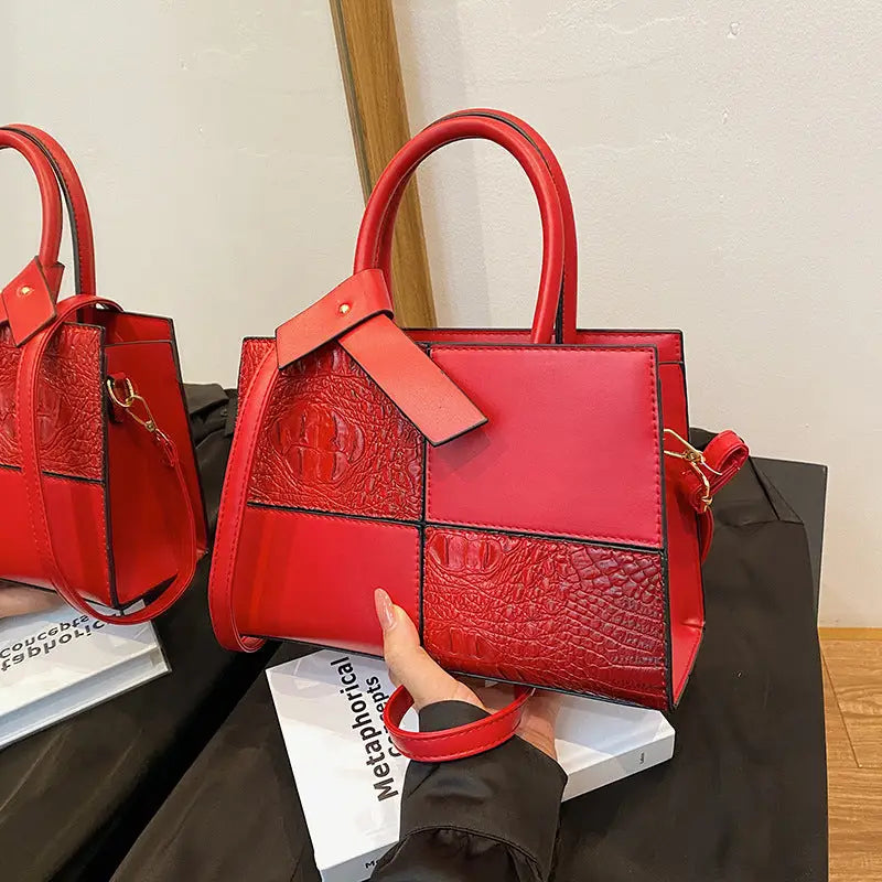 Medium PU Leather Women’s Crossbody Bag with Outer Slit Pocket - Red