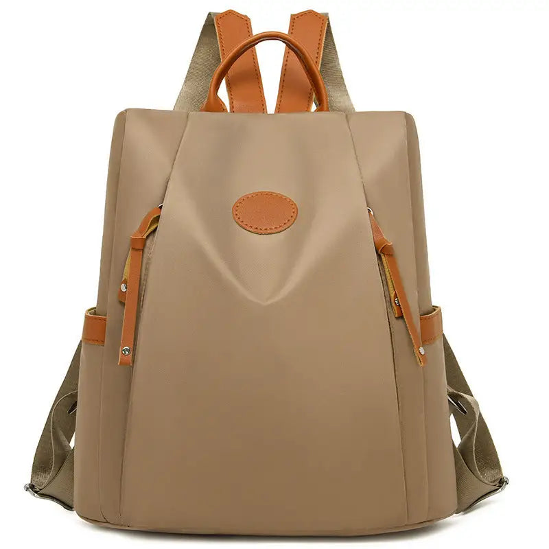 Medium PU Shoulder Bag with Multiple Pockets and Breathable Lining - Khaki