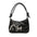 Medium PU Shoulder Bag with Sandwich Pocket and Mobile Phone Holder - Black