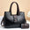 Medium PU Shoulder Bag with Three Dimensional Outer Pocket and Zipper - Black