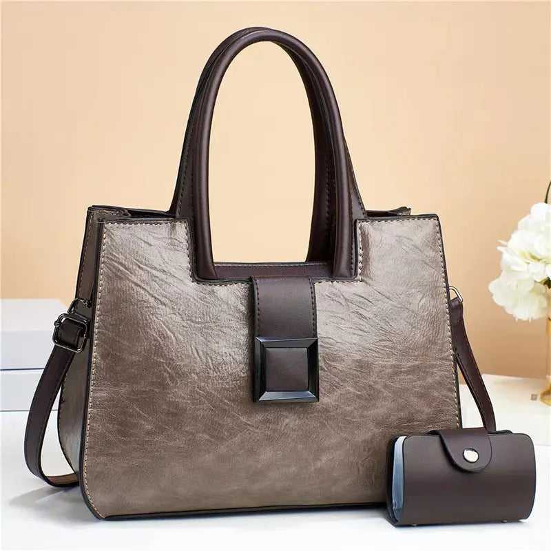 Medium PU Shoulder Bag with Three Dimensional Outer Pocket and Zipper