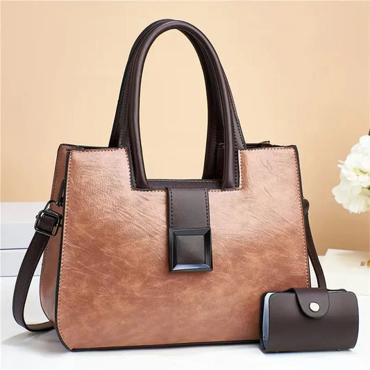 Medium PU Shoulder Bag with Three Dimensional Outer Pocket and Zipper
