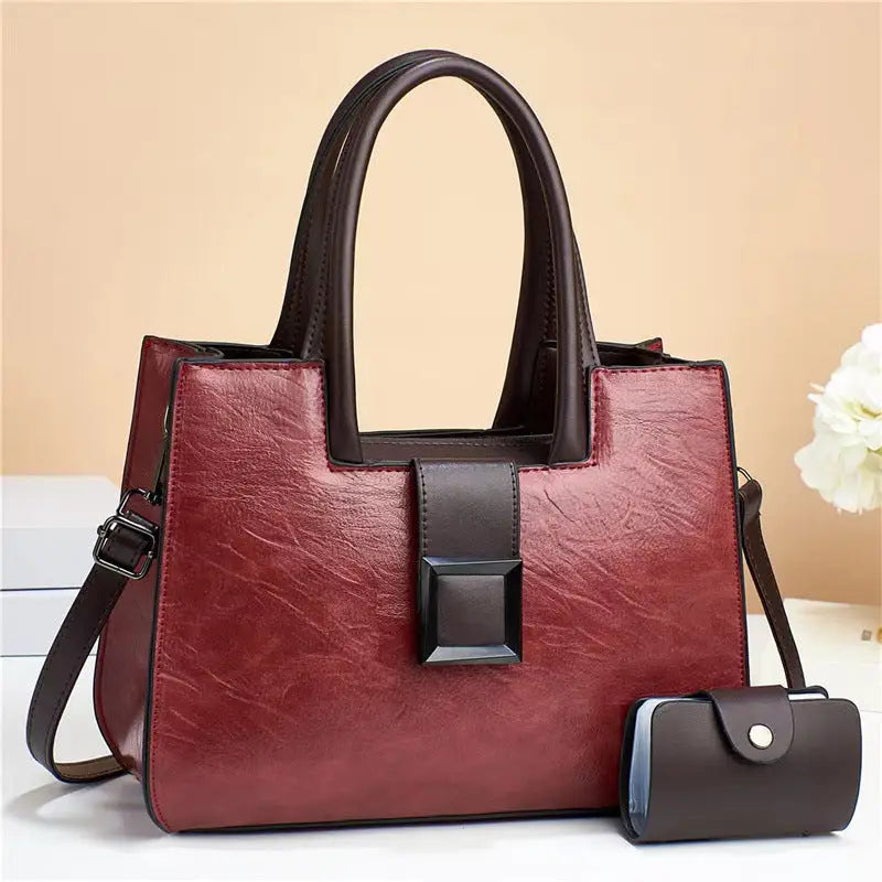 Medium PU Shoulder Bag with Three Dimensional Outer Pocket and Zipper
