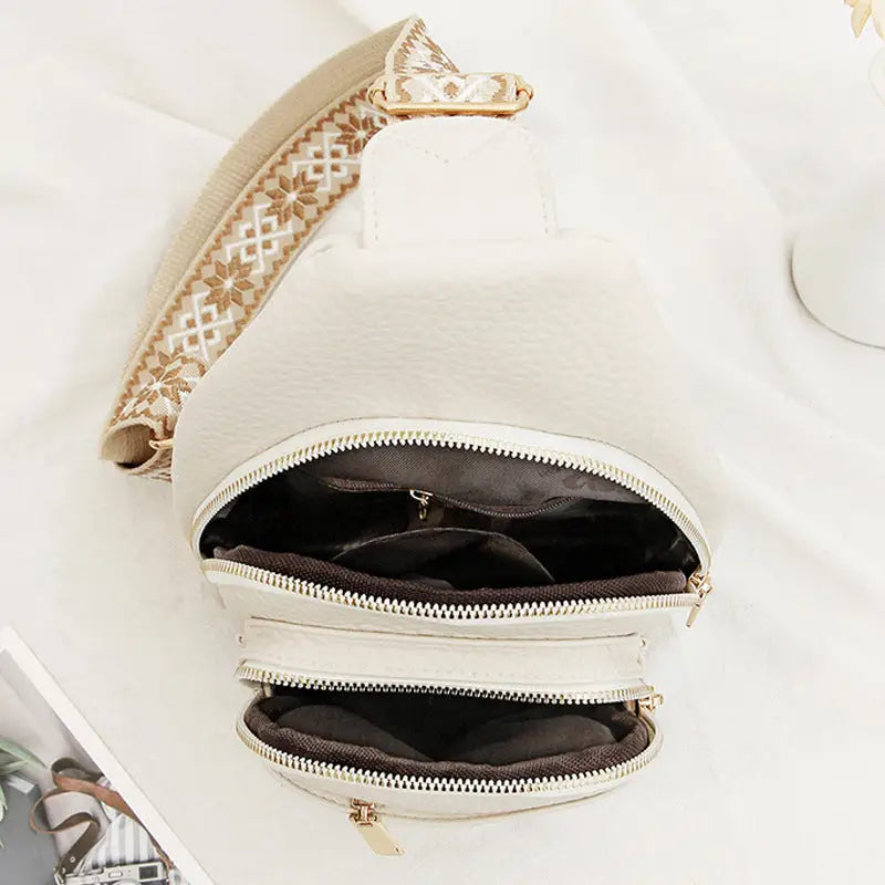 Medium PU Shoulder Bag with Three Dimensional Pocket and Zippered Interior